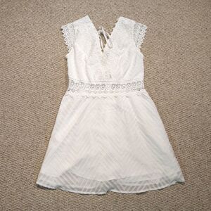 Cupshe Crochet Dress Swimsuit Cover Up Womens M White Lace Sleeveless Beach